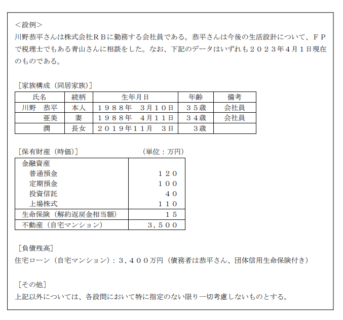 【FP3級】ライフプランニングの考え方と手法の過去問